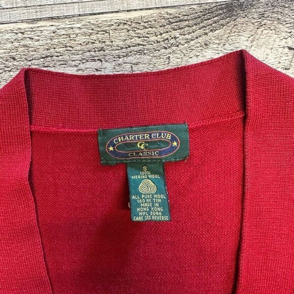 Vintage Charter Club Classic Merino Wool Button Down Holiday Winter Cardigan - Picture 5 of 6
